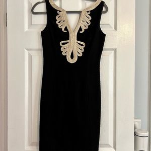 Lilly Pulitzer Shift Dress, Black with Gold Embellishment